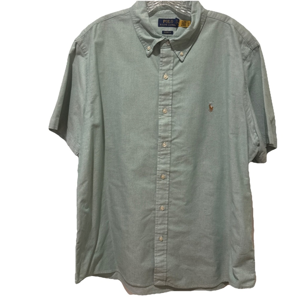 Polo Ralph Lauren Shirt Mens XXL TTG CLASSIC FIT‎ Short Sleet Button Green